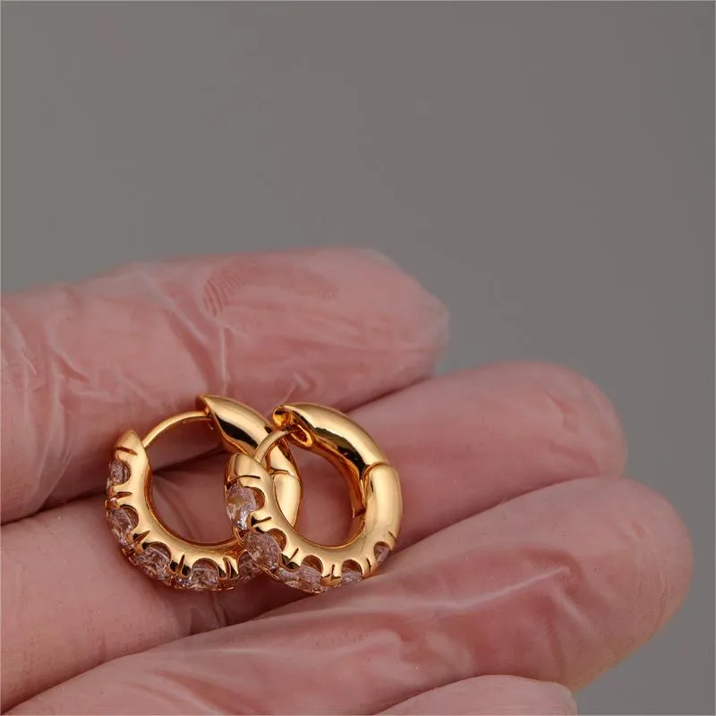 Ear Ring Trendy 18K Gold Plated Gold Inlaid Emerald Earrings Women Elegant Earrings Ear Ring