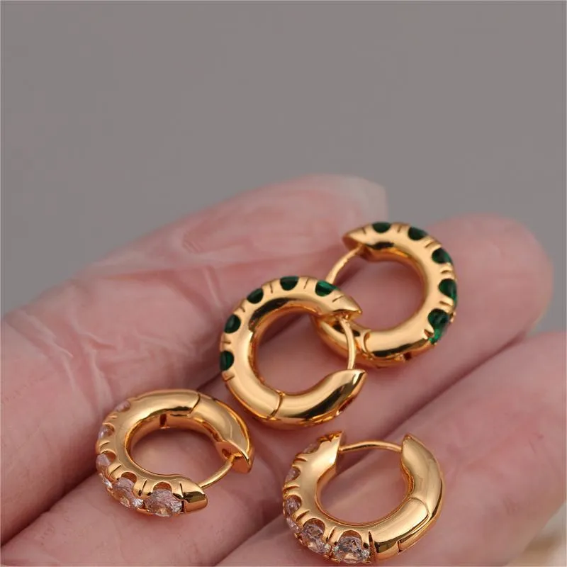 Ear Ring Trendy 18K Gold Plated Gold Inlaid Emerald Earrings Women Elegant Earrings Ear Ring