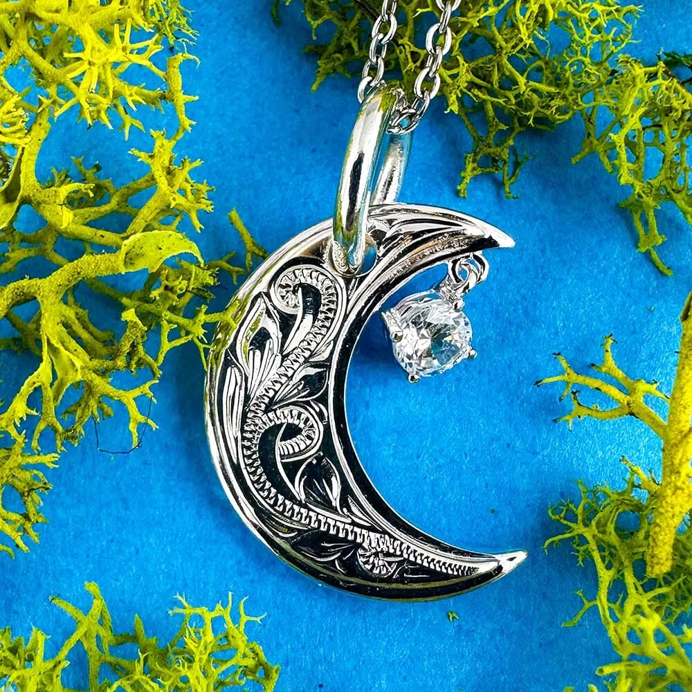 Engraved Moon Pendant