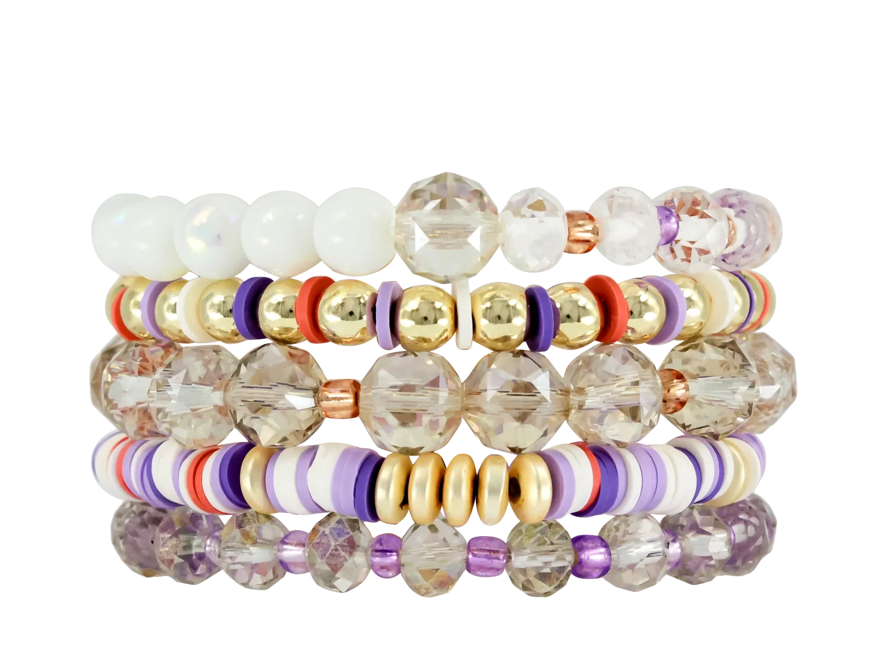 Erimish {FAIRE} Gold, Purple   Orange Stack {Set of 5 Bracelets}