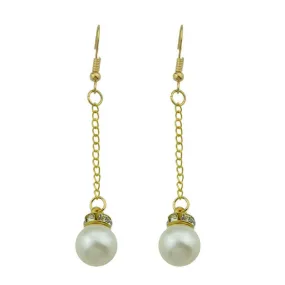 Faux Pearl Long Drop Earrings