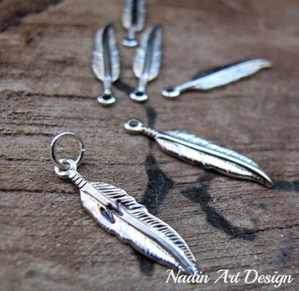 Feather Charm - Initial Pendant