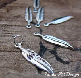 Feather Charm - Initial Pendant