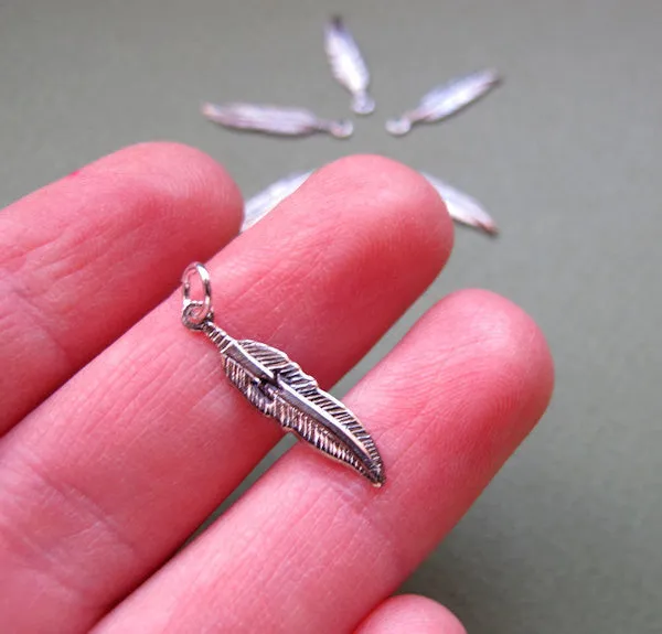 Feather Charm - Initial Pendant