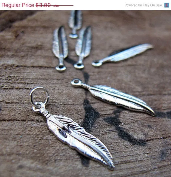 Feather Charm - Initial Pendant