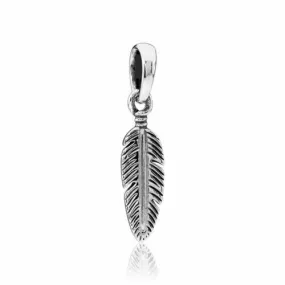 Feather silver pendant