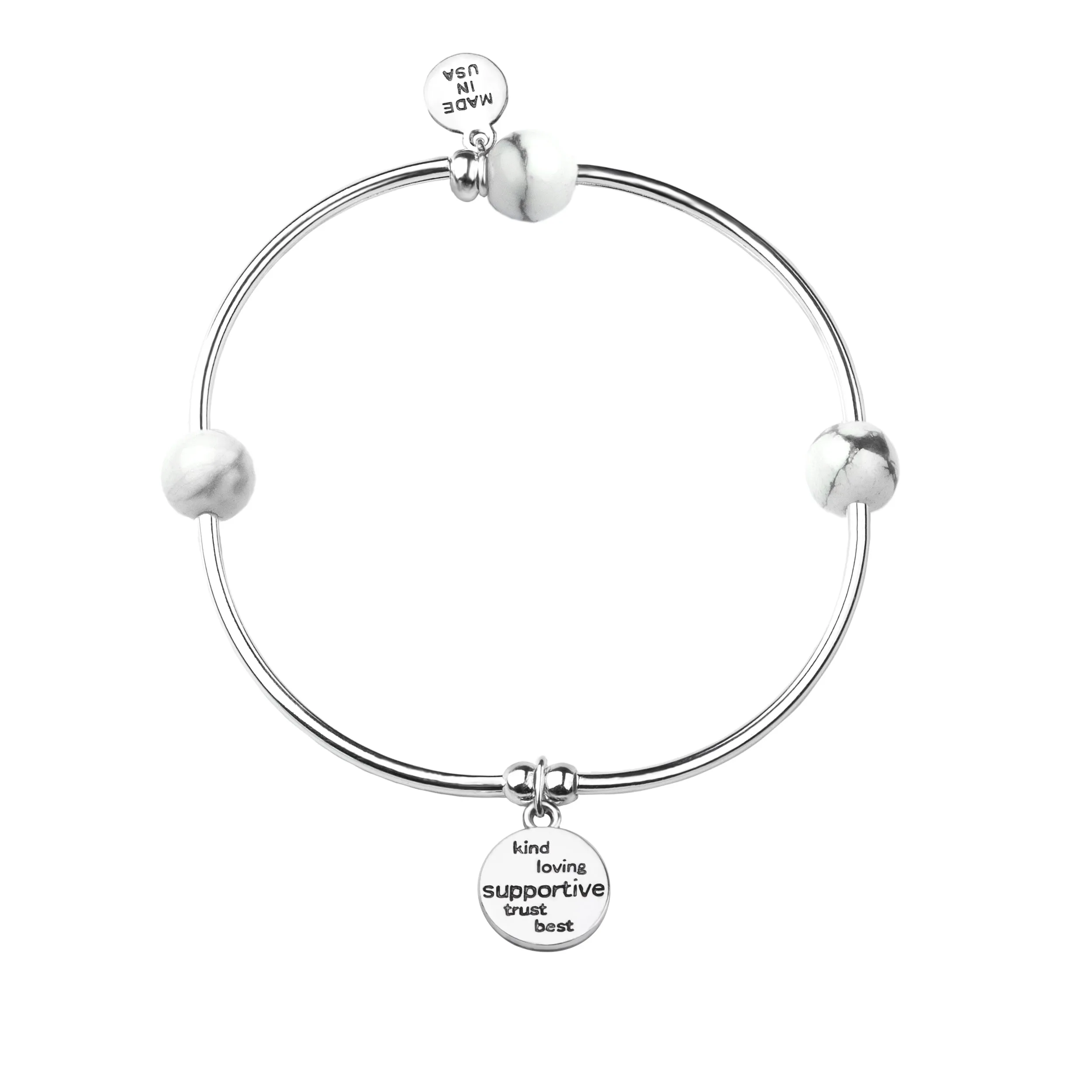 Friend | Soft Bangle Charm Bracelet | Rose Quartz