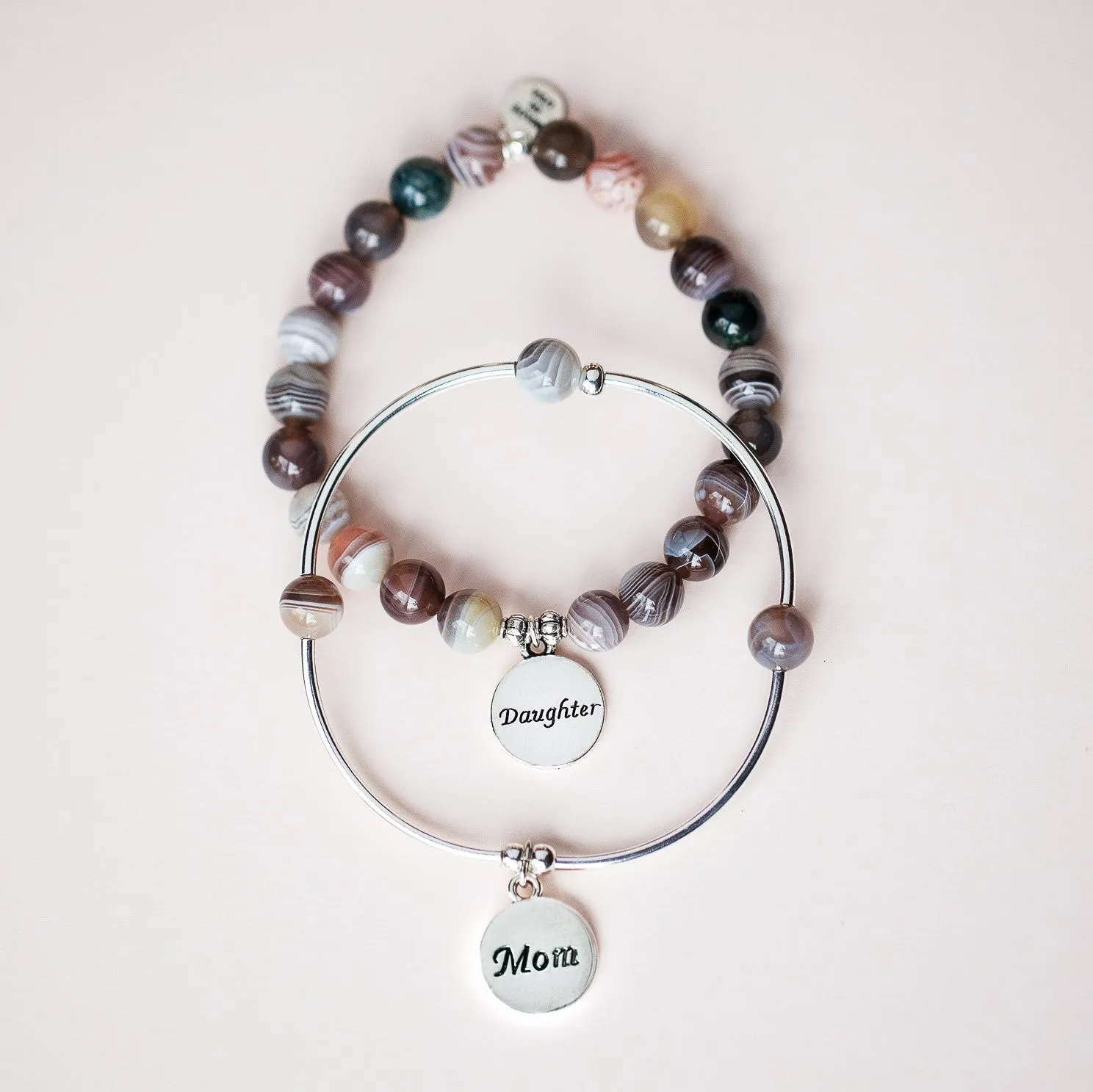 Friend | Soft Bangle Charm Bracelet | Rose Quartz