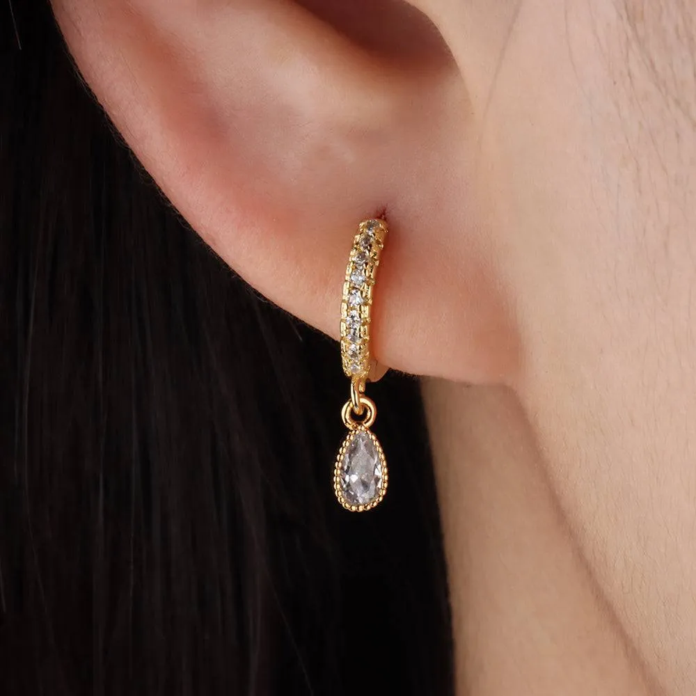 Gem Drop Hoop Earrings