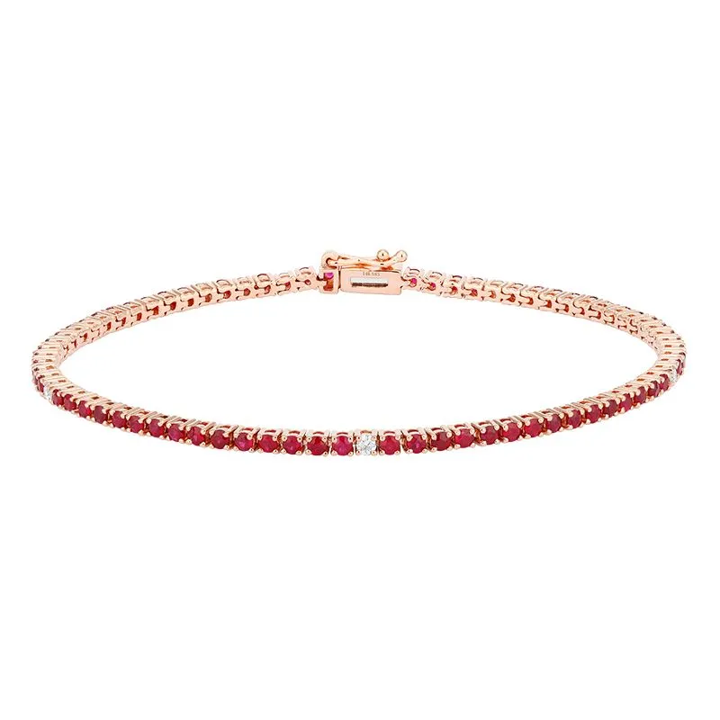 Gemstones and Diamonds Thin Tennis Bracelet