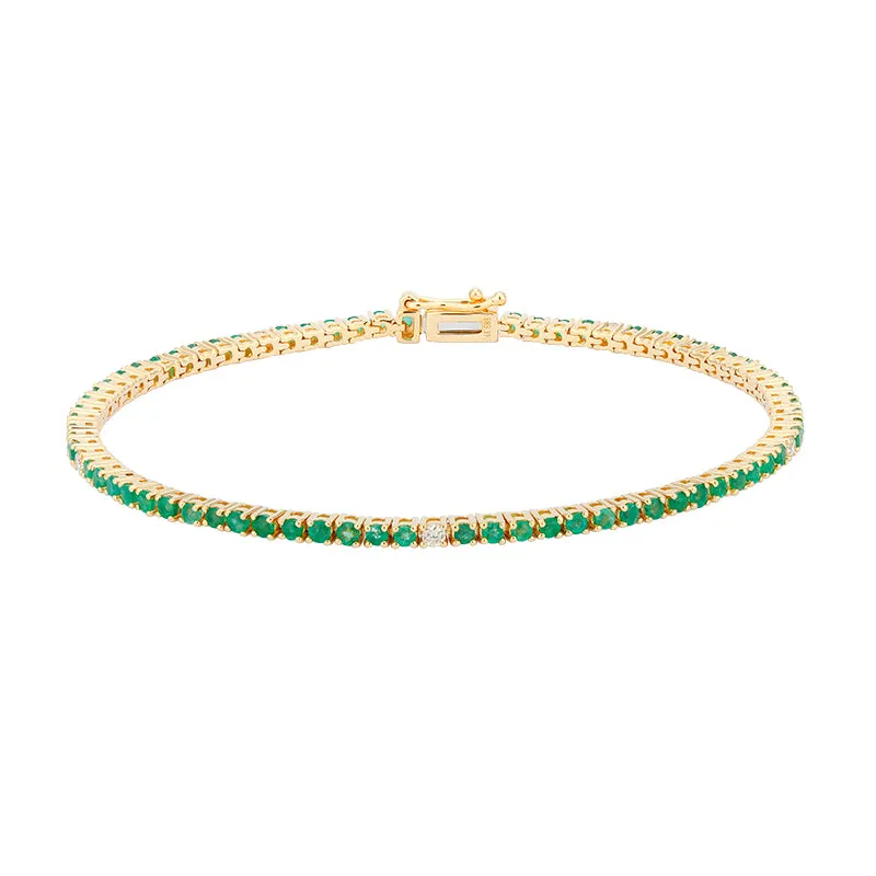 Gemstones and Diamonds Thin Tennis Bracelet