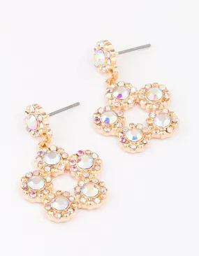 Gold Glistening Flower Drop Earrings