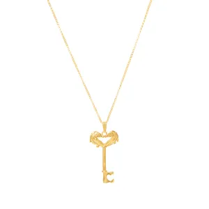 Gold Head Skeleton Key Necklace