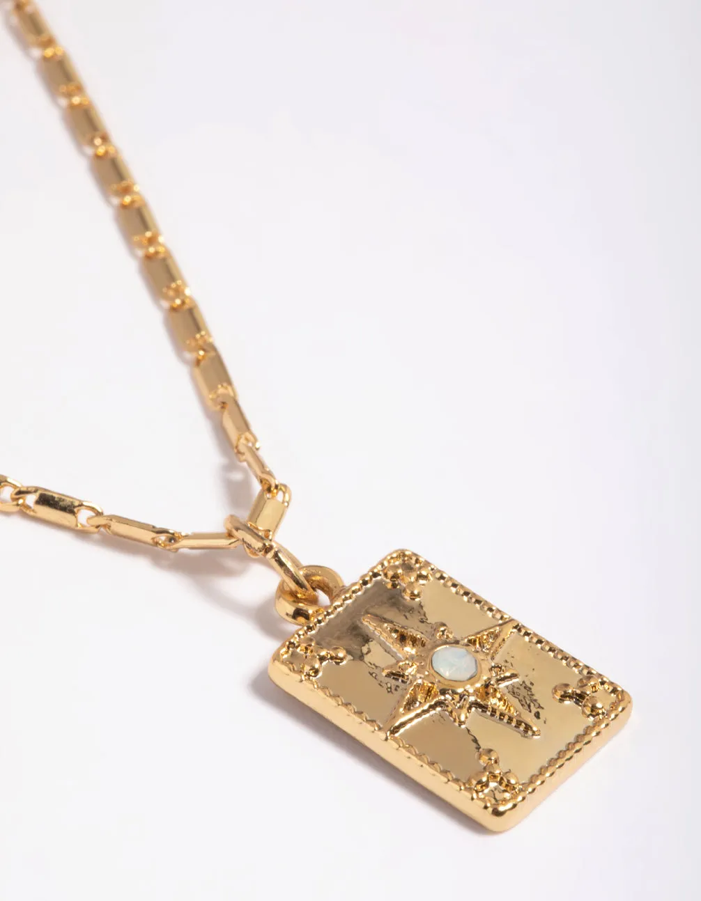 Gold Plated Disc Pendant Layered Necklace