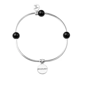 Grandmother | Soft Bangle Charm Bracelet | Onyx