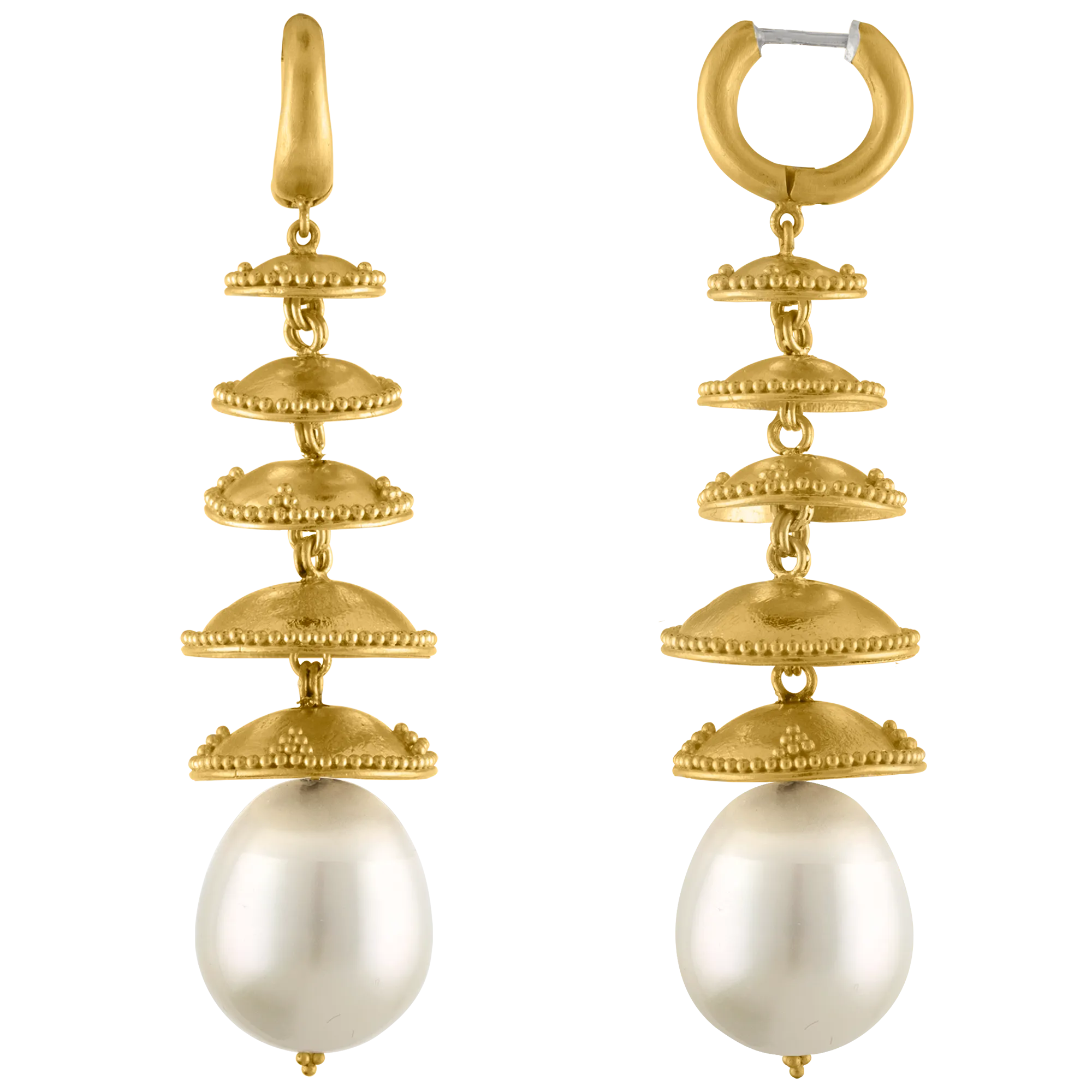 Granulated Pagoda Drop Earrings