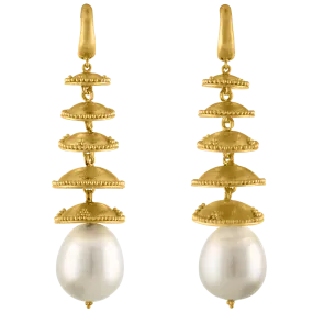 Granulated Pagoda Drop Earrings