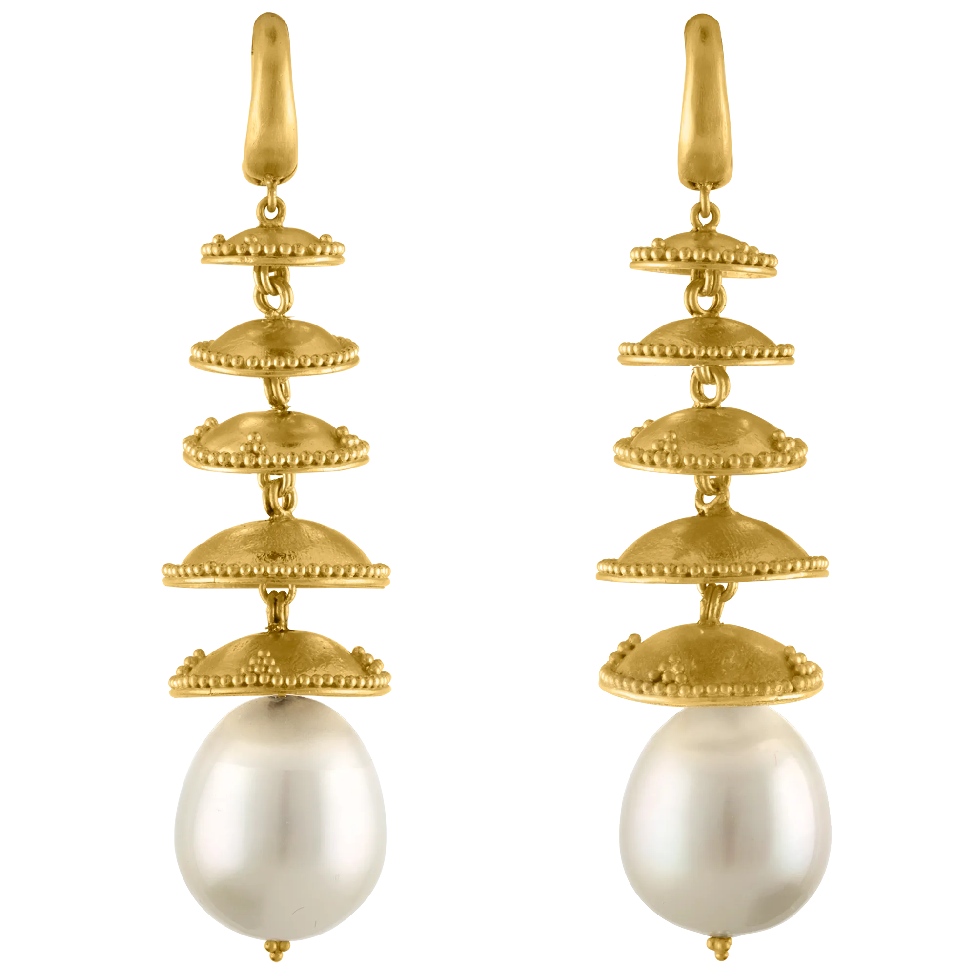 Granulated Pagoda Drop Earrings