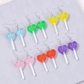 Heart lollipop drop earrings 💓