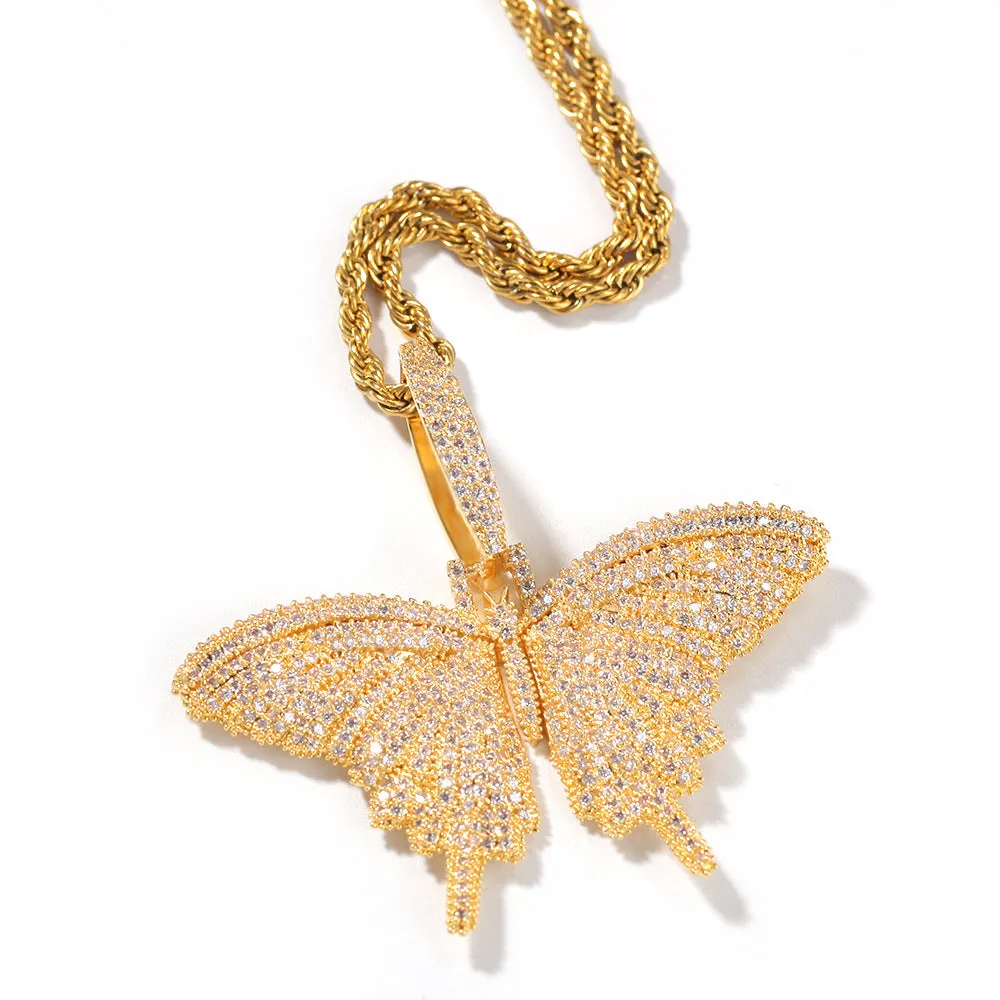 Iced Out Butterfly Pendant