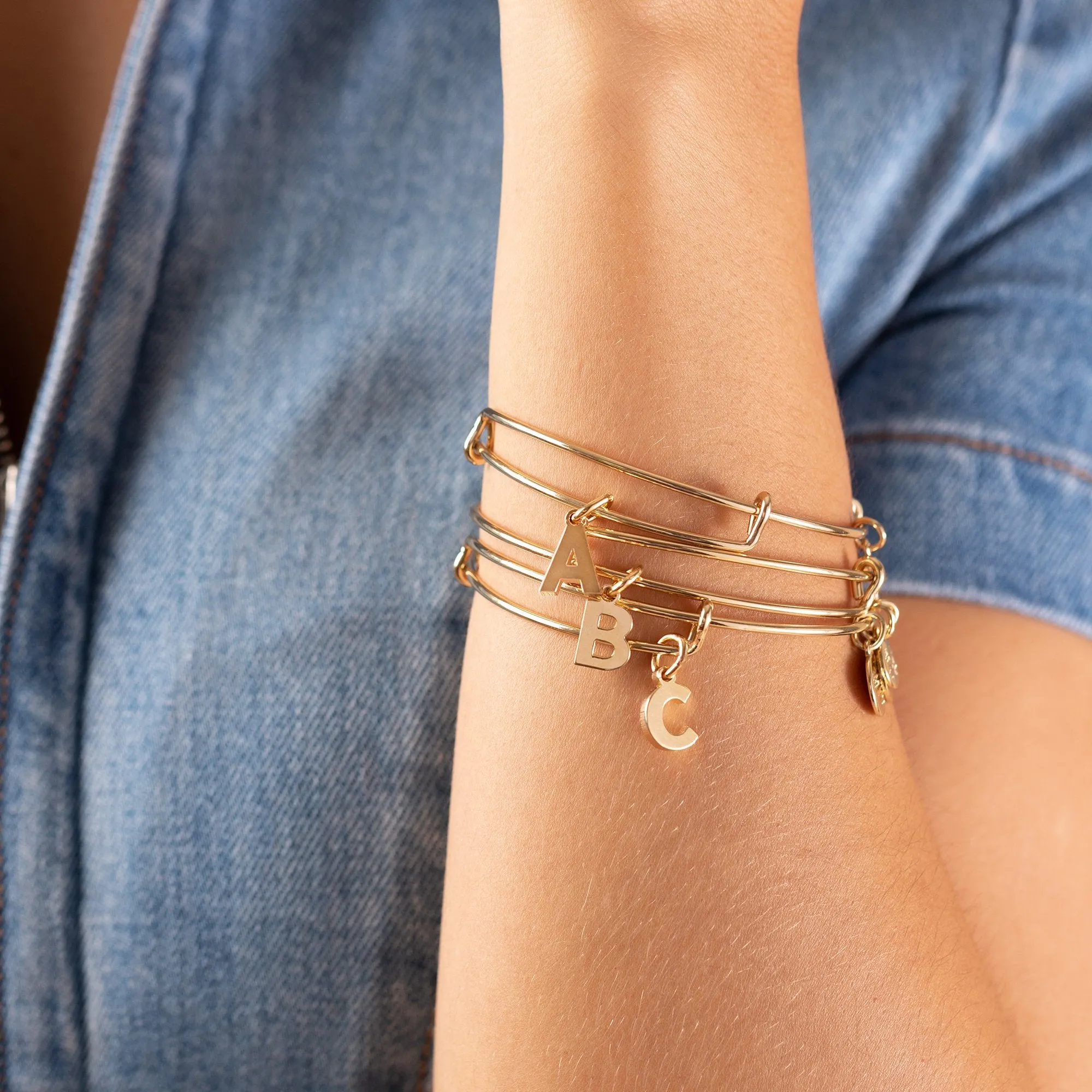 Initial X Charm Bangle