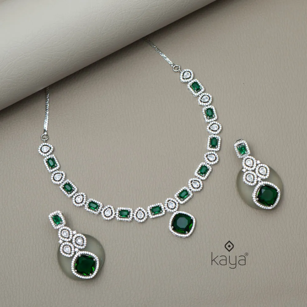 KL101377 - AD Necklace with matching Earrings