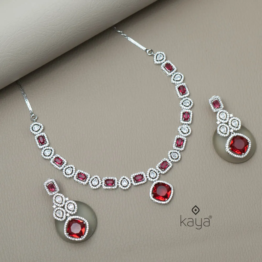 KL101377 - AD Necklace with matching Earrings