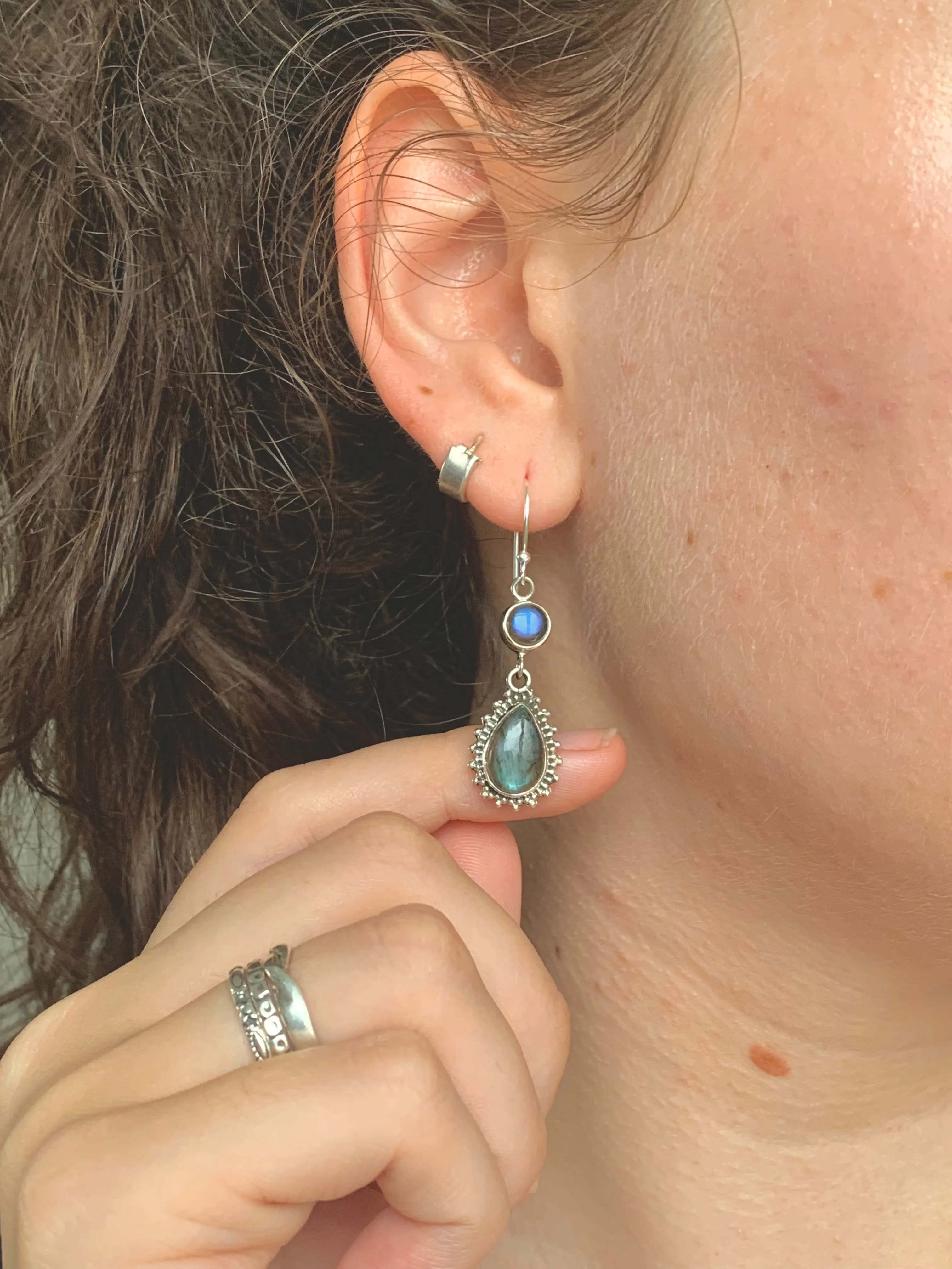 Labradorite Luleia Earrings - Double Drop