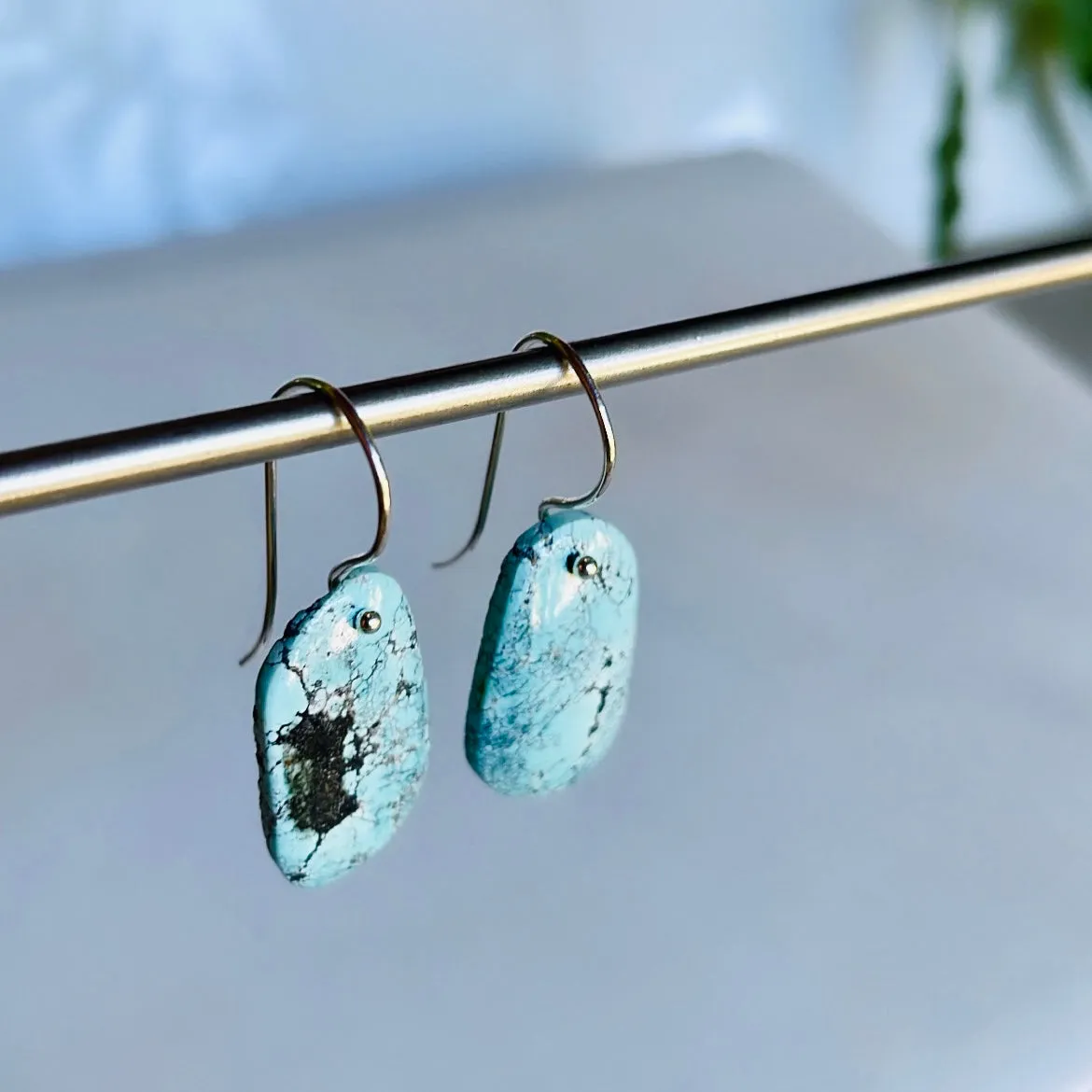 Large Freeform turquoise earrings