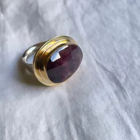 Large plum tourmaline ring