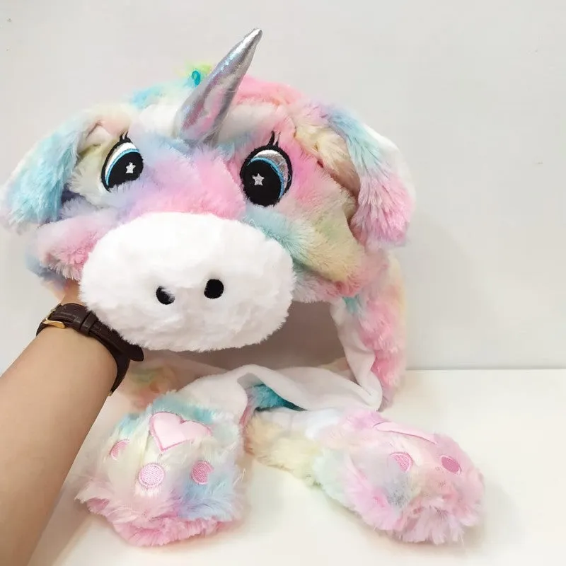 LED Movable-Ear Pastel Rainbow Unicorn Hat