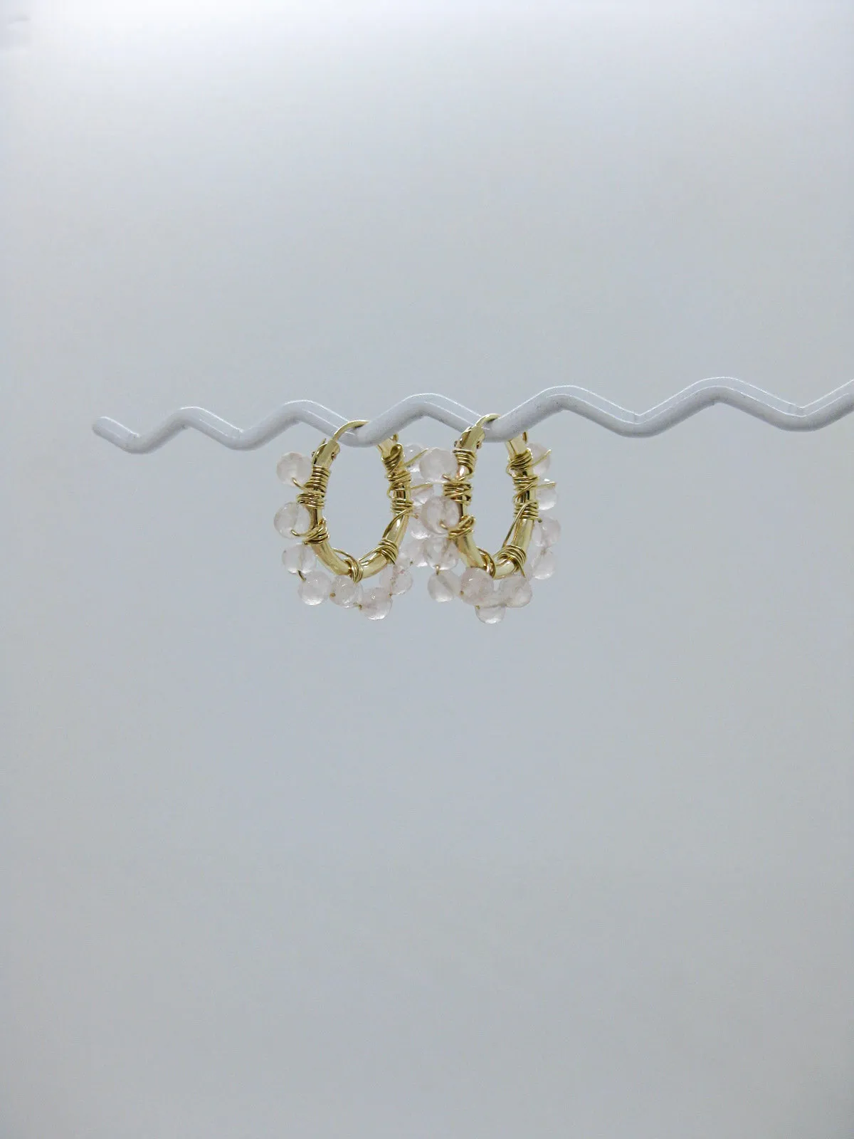 Leilani: Rose Quartz Hoops - e602