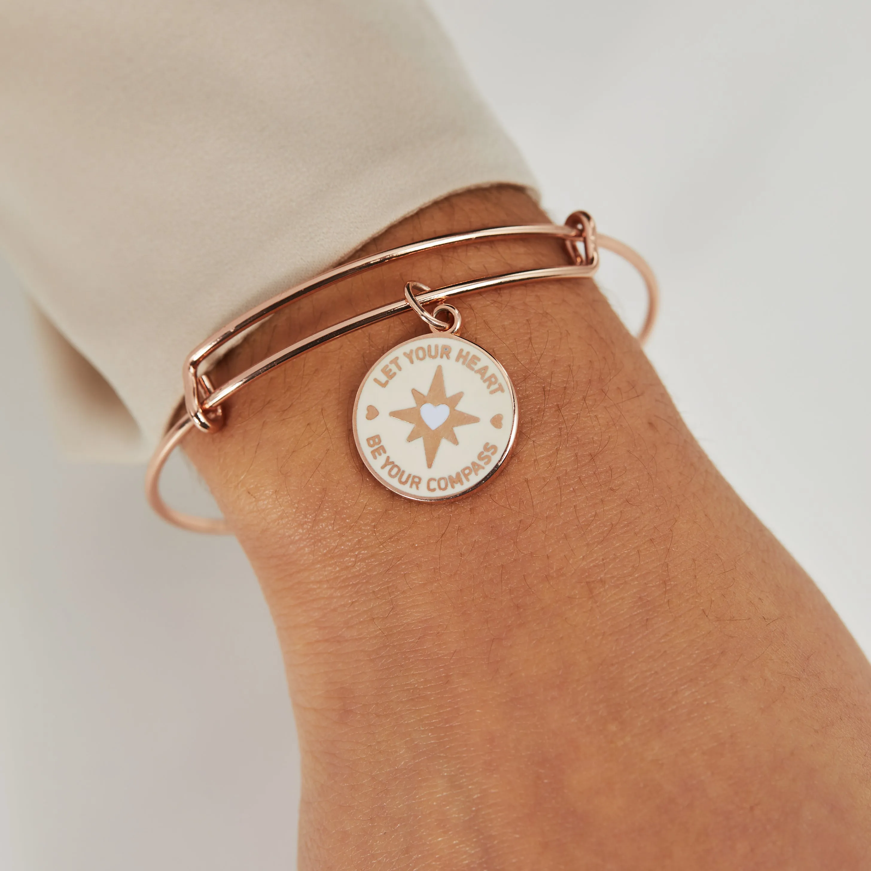 'Let Your Heart Be Your Compass' Charm Bangle