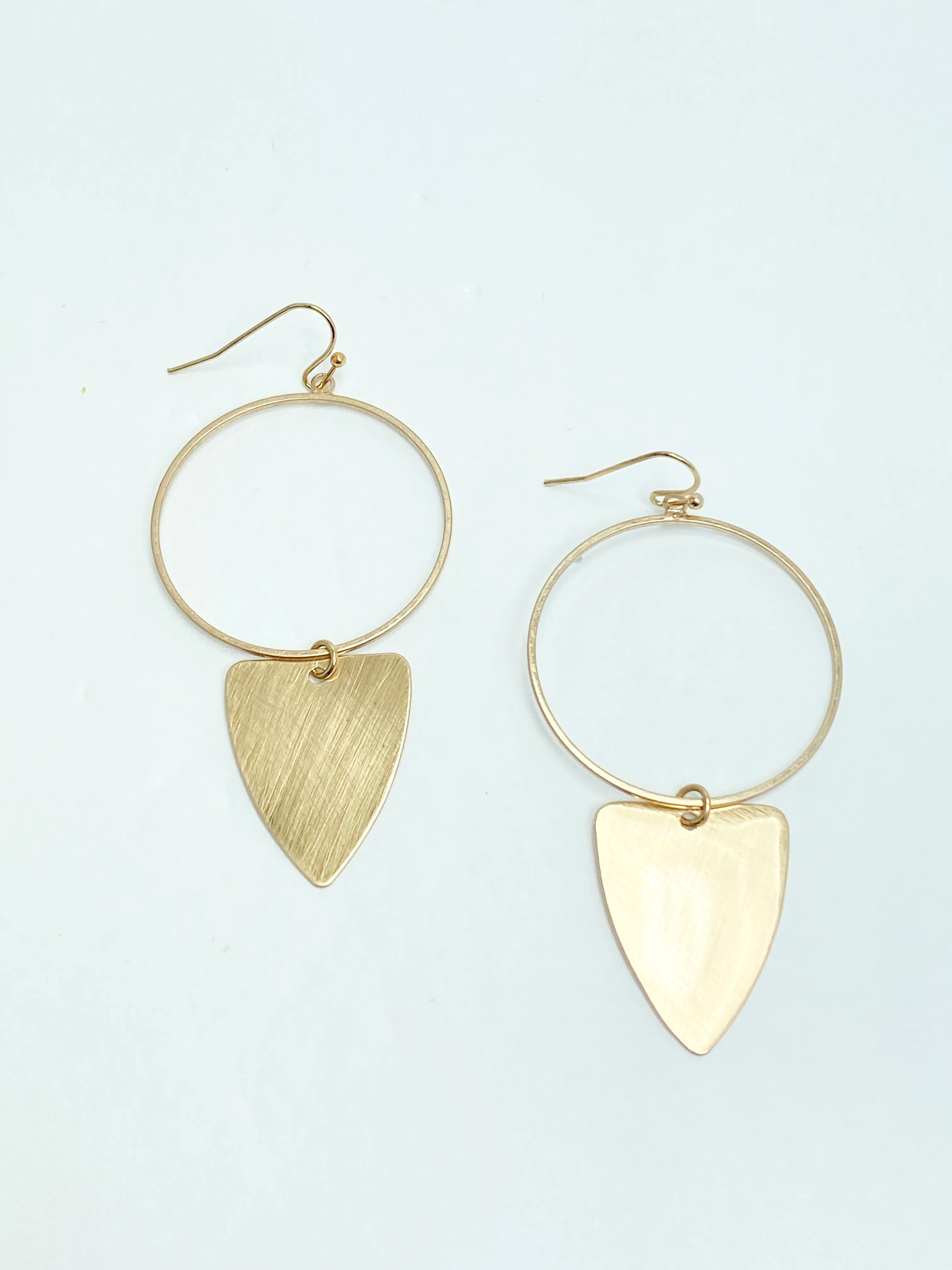 Matte Gold Arrowhead Drop Earrings