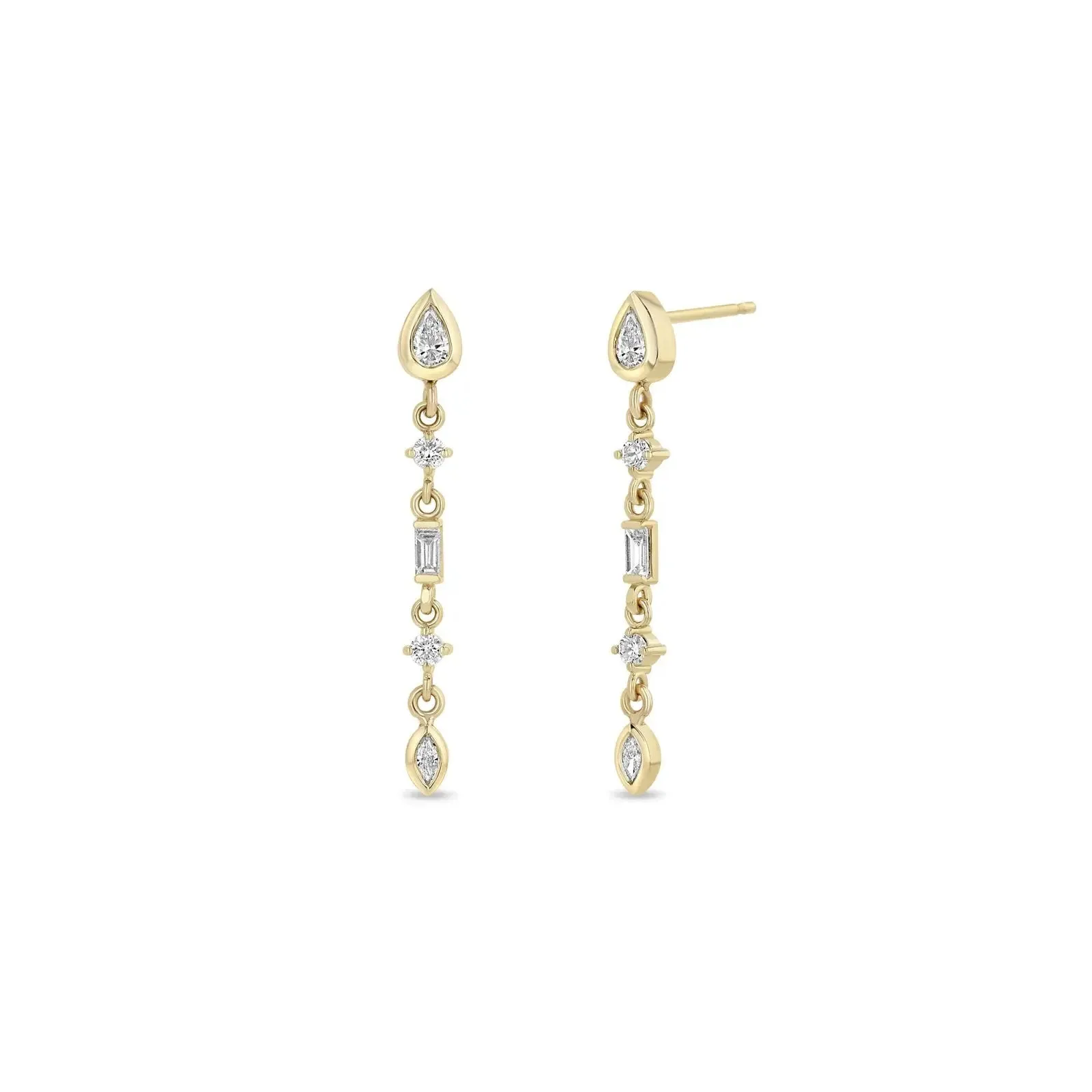 Mixed-Cut Diamond Drop Earrings