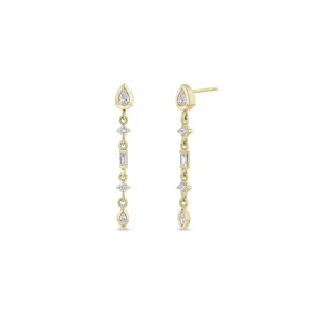 Mixed-Cut Diamond Drop Earrings