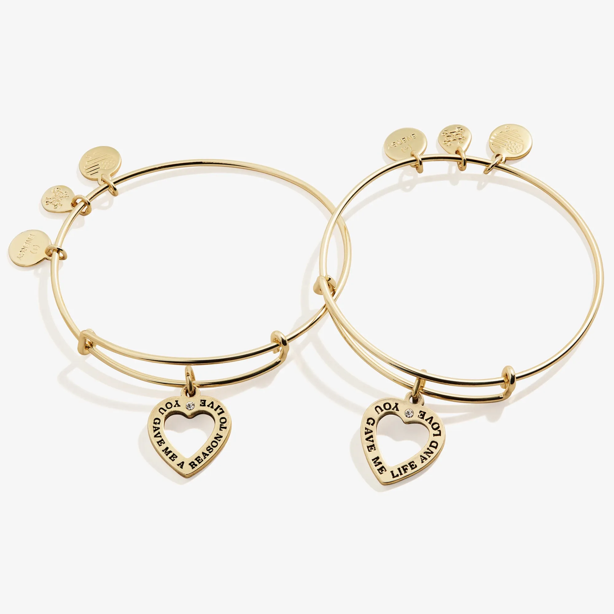 Mom Daughter Charm Bangle Bracelets, Set of 2