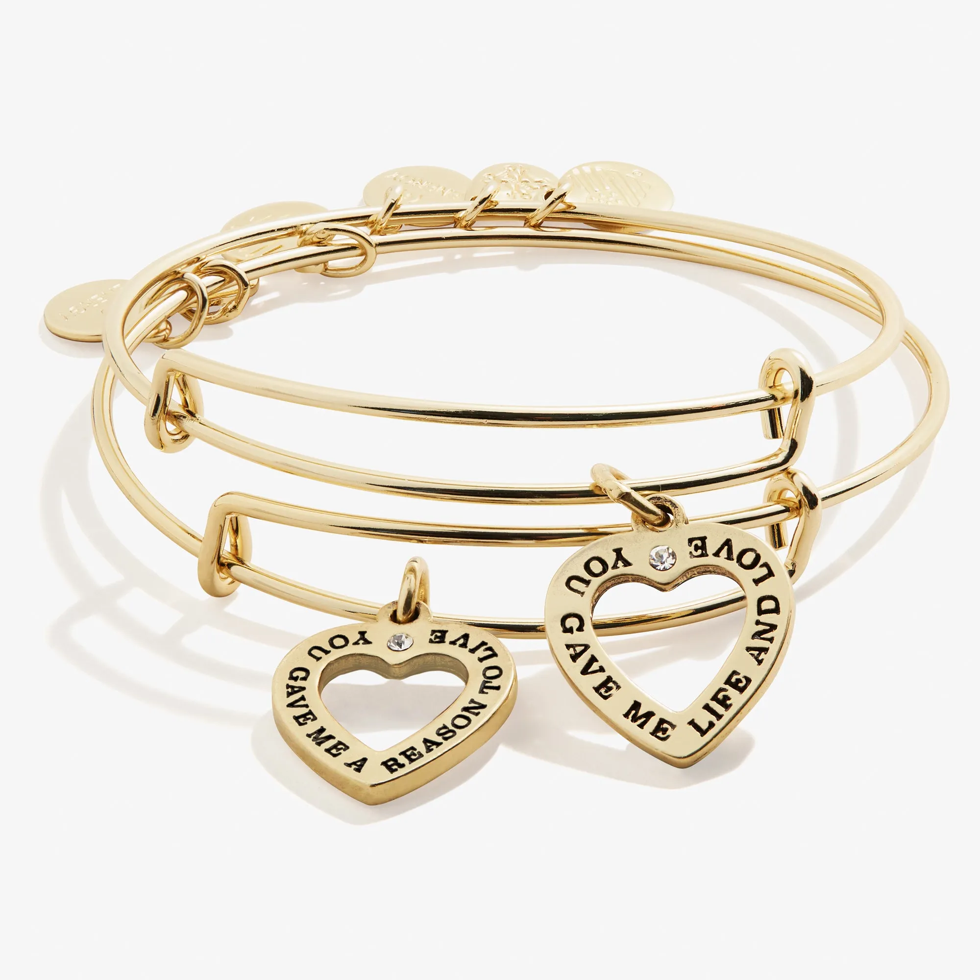 Mom Daughter Charm Bangle Bracelets, Set of 2