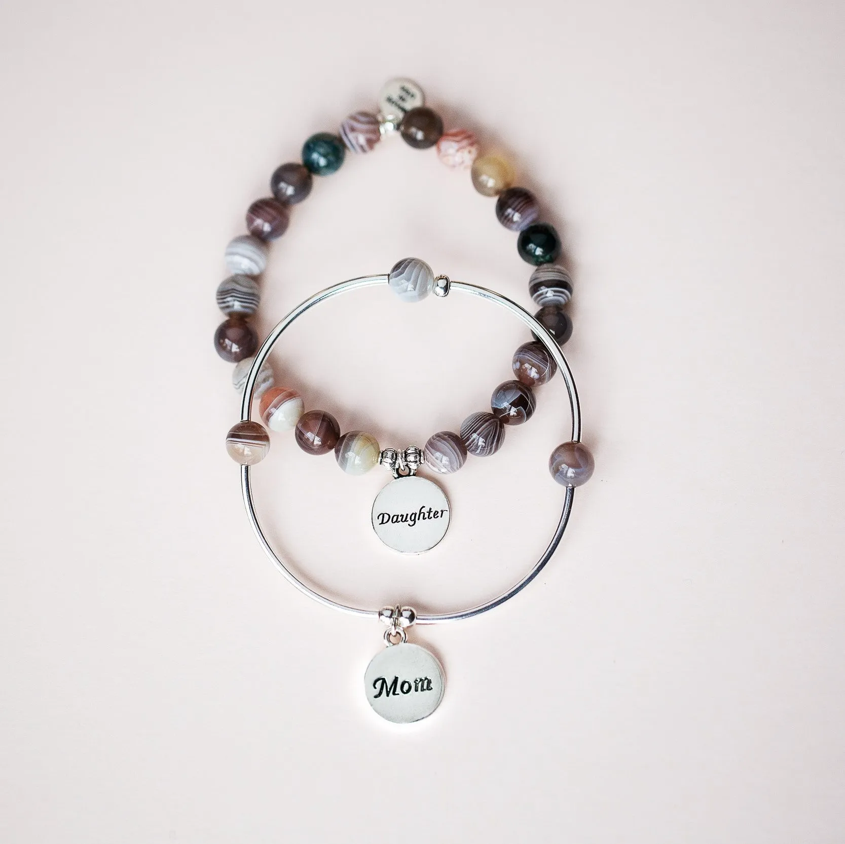 Mom | Soft Bangle Charm Bracelet | Botswana