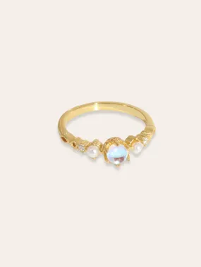 Moonstone Pearl Ring