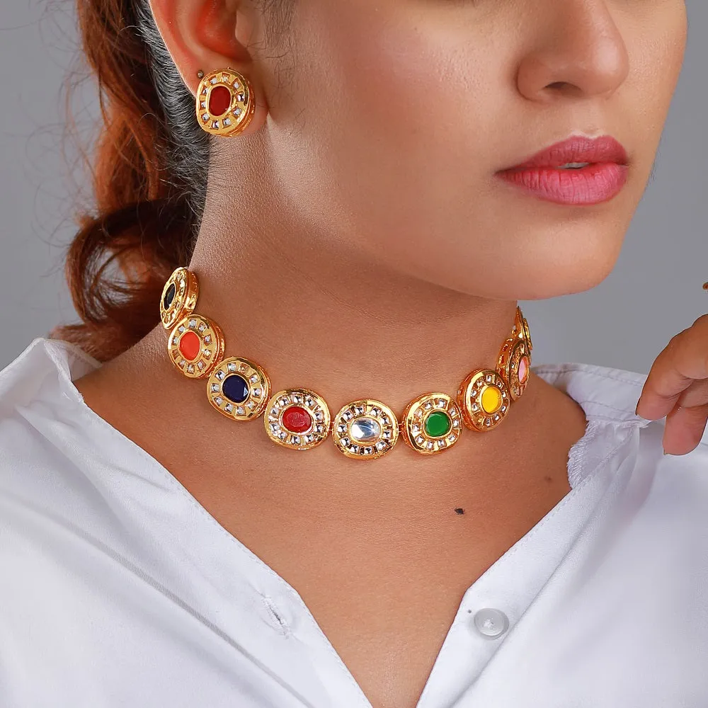 Nailah - Navrattan Premium kundan choker