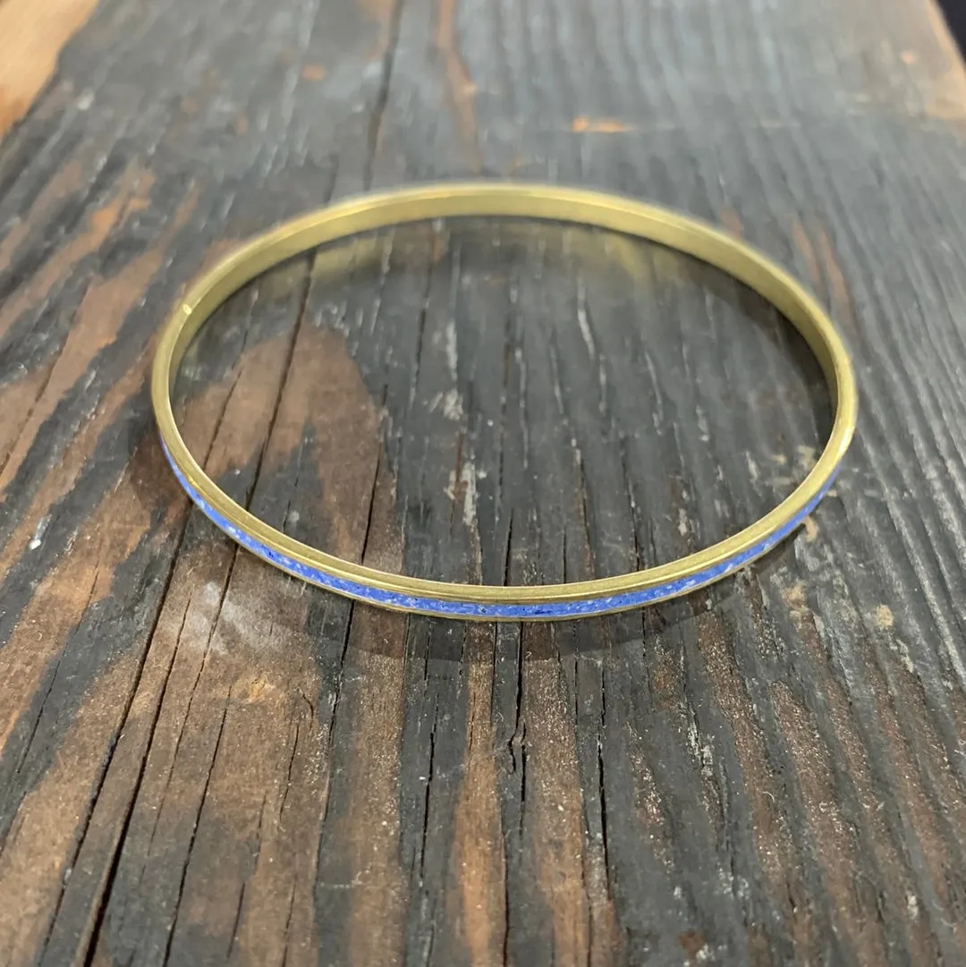 Narrow Gauge Bangle Bracelet BRASS   CONCRETE Blue