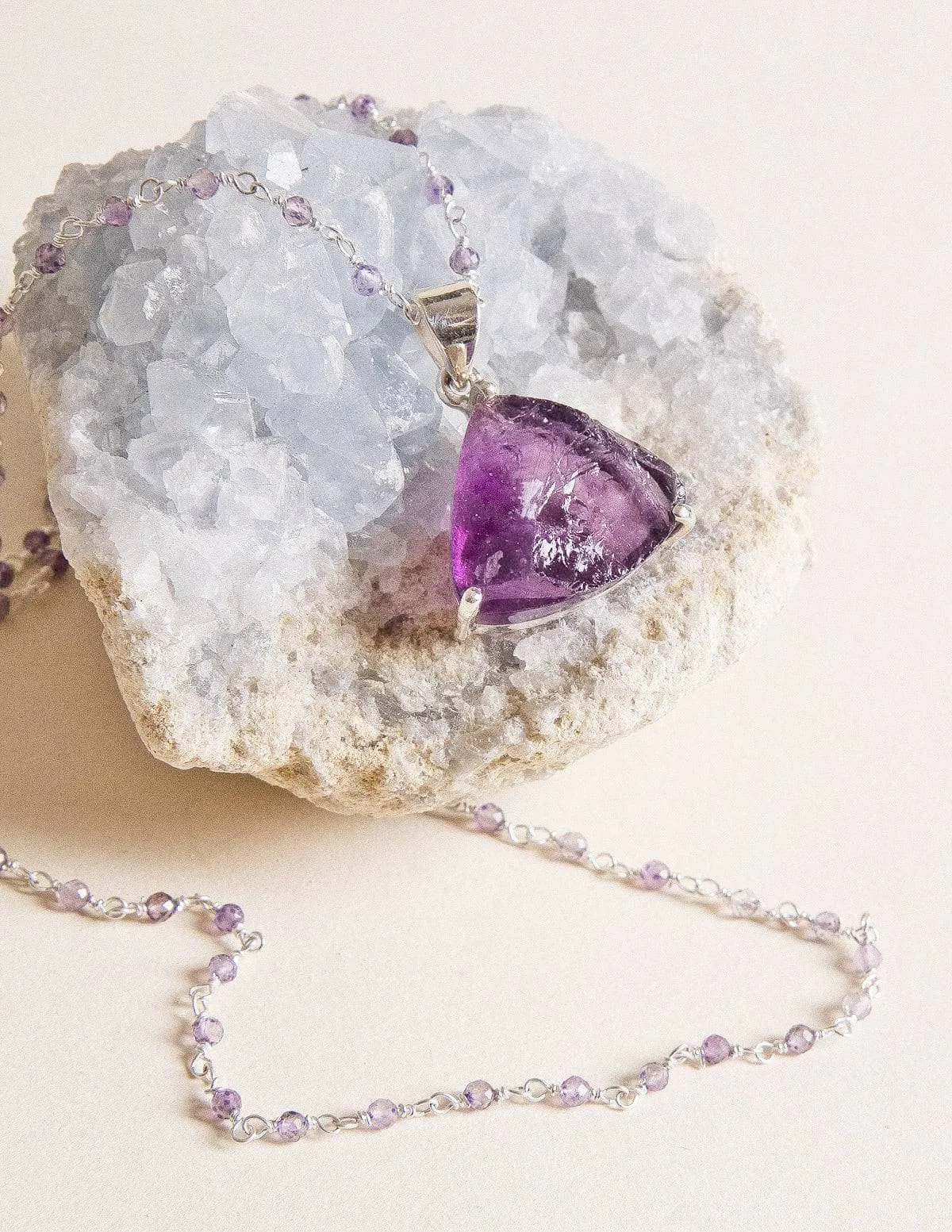 Natural Amethyst Pendant Necklace