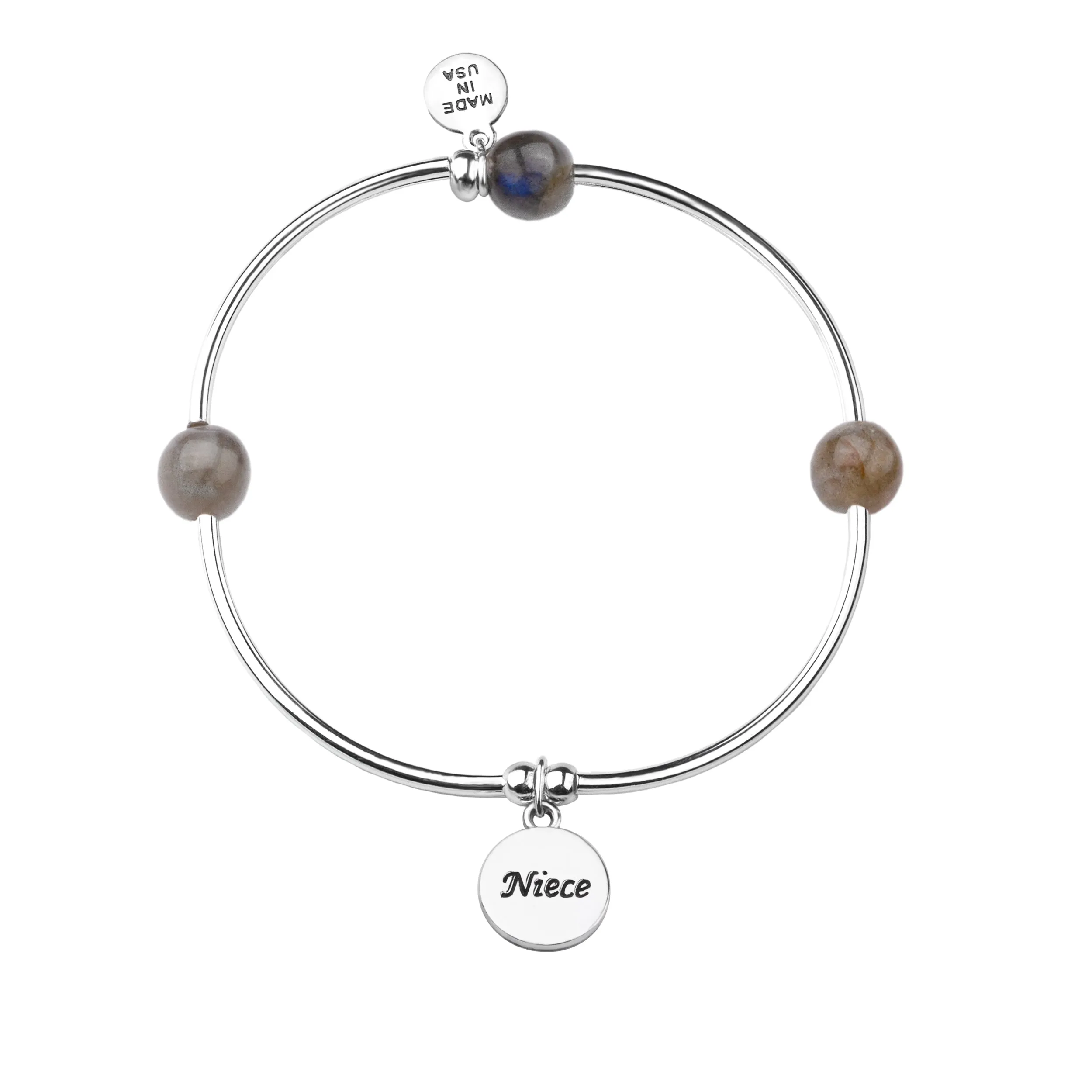 Niece | Soft Bangle Charm Bracelet | Labradorite