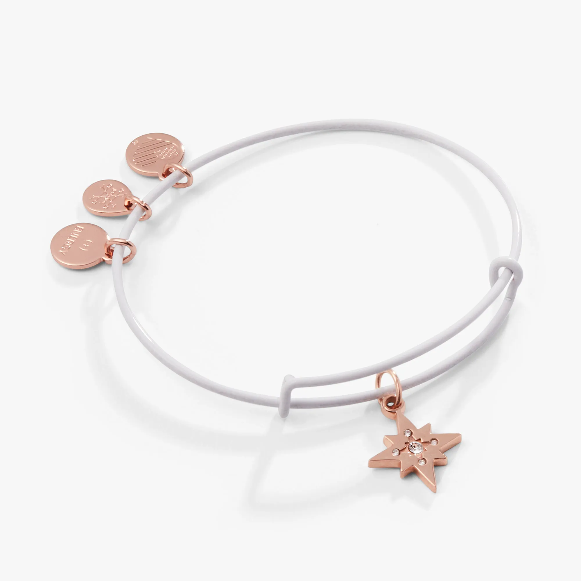 North Star Charm Bangle Bracelet, White