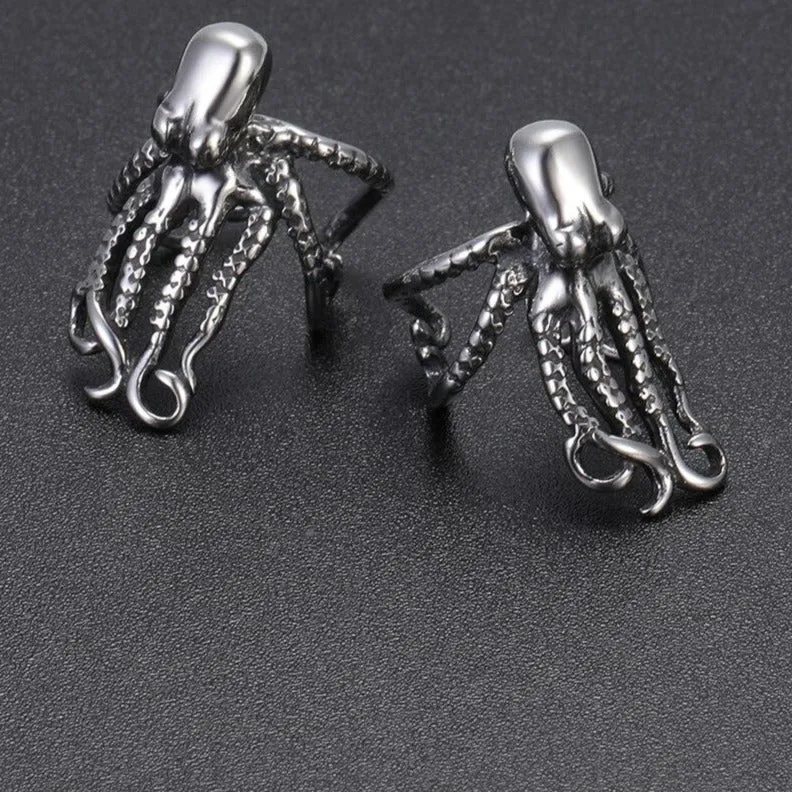 Octopus 316L Stainless Steel Punk Clip Earrings