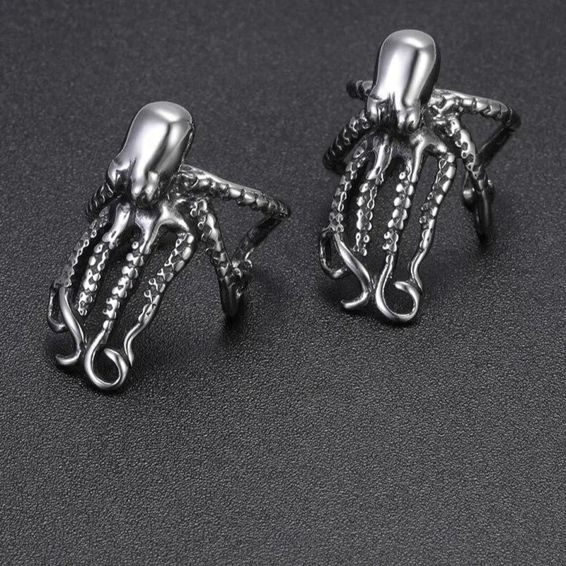 Octopus 316L Stainless Steel Punk Clip Earrings