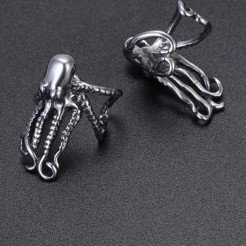 Octopus 316L Stainless Steel Punk Clip Earrings