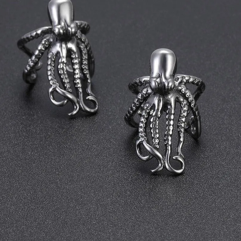 Octopus 316L Stainless Steel Punk Clip Earrings