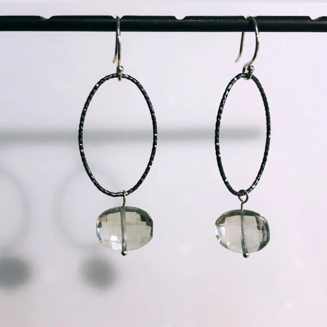 Oxi oval green amethyst earrings